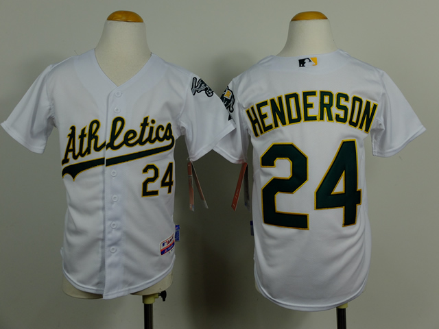 Youth Oakland Athletics #24 Henderson White MLB Jerseys->oakland athletics->MLB Jersey